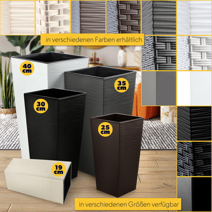 KADAX Pflanzkübel 3er Set mit Innentopf, Kunststoff, Grafit