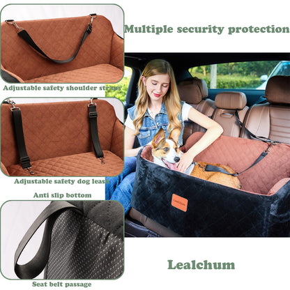 Lealchum Sicherheits Autositz für Hunde - Large, Black/Brown