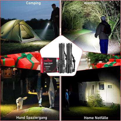 Shadowhawk S1969 LED-Taschenlampe, aufladbar, 500000 Lumen, 2er-Set