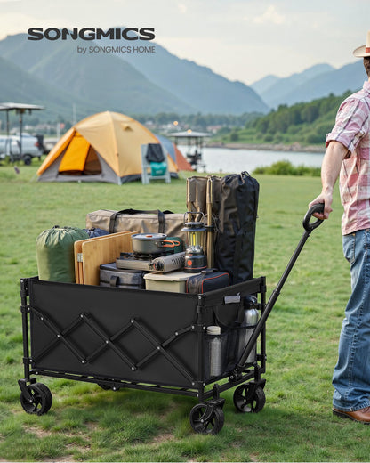 SONGMICS Gartenwagen faltbar, Handwagen 150 L, bis 120 kg, schwarz