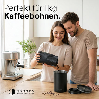 JODORA Kaffeedose Edelstahl luftdicht 1 kg mit Vakuumverschluss