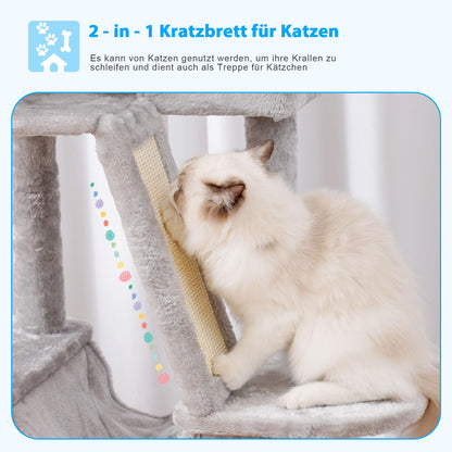 Hey-brother Kratzbaum MPJ019-SW, 135 cm, Hellgrau, mit Hängematte