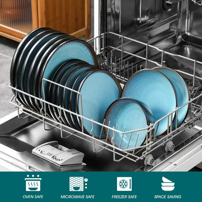 vancasso AMBER Geschirrset 24-teilig, Steingut, 6 Personen, Seeblau