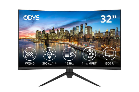 Odys XP32 32" WQHD Curved Gaming Monitor - Schwarz