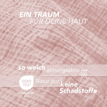 Pure Label Musselin Bettwäsche-Set 135x200 cm Baumwolle rosa