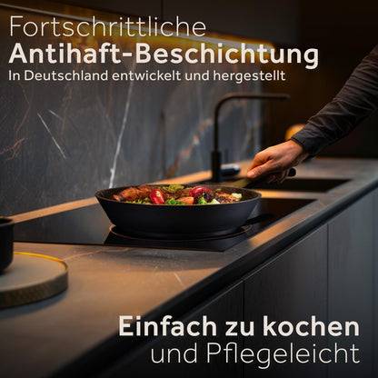 ZWIEGER Hochwertige Bratpfanne 24cm - Pfanne 24 cm Induktion, Aluguss, vollflächiger Edelstahlboden, für alle Herdarten (inklusive Induktion) geeignet – Antihaft, PFOA- & PFOS-frei