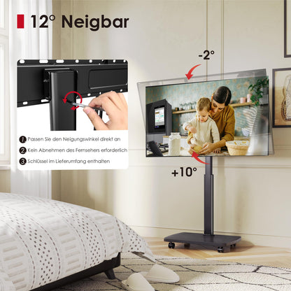 AOKCOS TV Ständer rollbar, höhenverstellbar, 32-65 Zoll, schwarz
