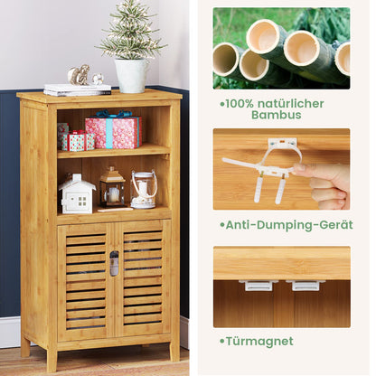 VIAGDO Badschrank Bambus – 2 Lamellentüren Schrank, 50 cm