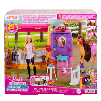 Barbie Spielzeugstall-Spielset mit Puppe, Pferd & Zubehör JDN43
