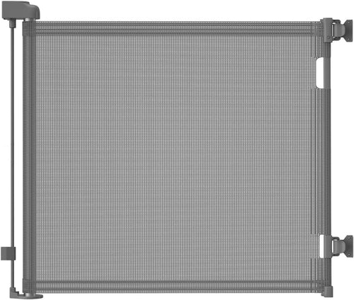 derimkcoa Treppenschutzgitter ausziehbar 0-140 cm, Grau – Netzgitter ohne Bodenschiene für Türen und Treppen