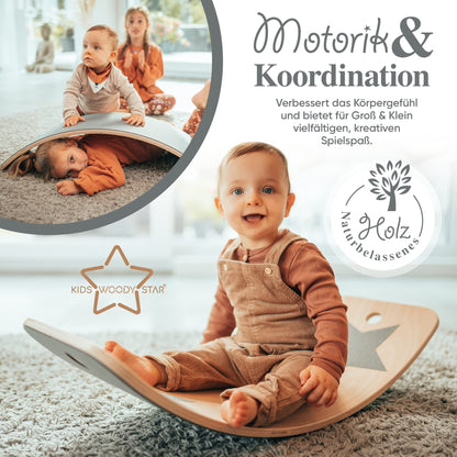 Kids Woody Star Balance Board Kinder Wackelbrett Holz 80x30cm