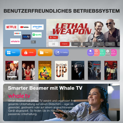 VOPLLS Q5 Mini Beamer 1080P Full HD, 4K, Autofokus, WiFi 6, Silber