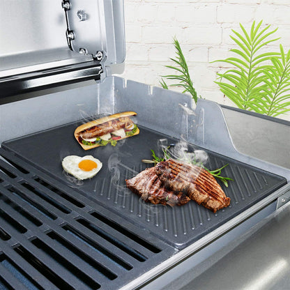 GFTIME 7637 Gusseisen-Grillrost mit Grillplatte für Weber Spirit 200