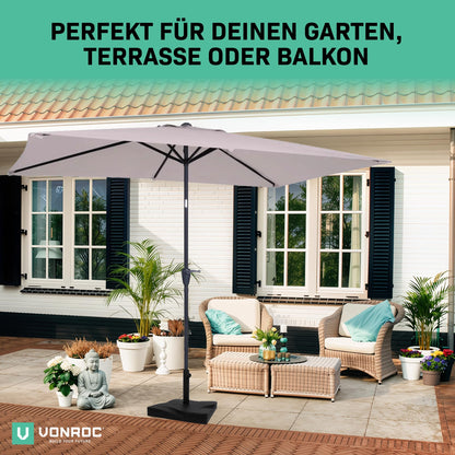 VONROC Rapallo Sonnenschirm rechteckig 200 x 300 cm, knickbar, Beige