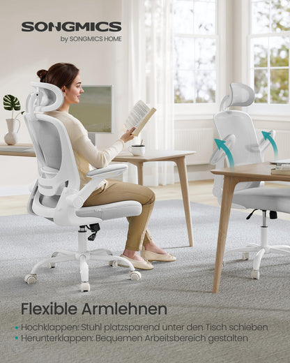 SONGMICS OBN047G01 Ergonomischer Bürostuhl – Taubengrau Mesh