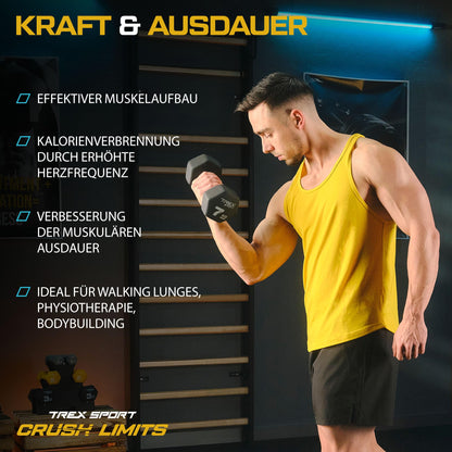 TREX SPORT Neopren Kurzhanteln Set 2 x 7 kg für Damen und Herren