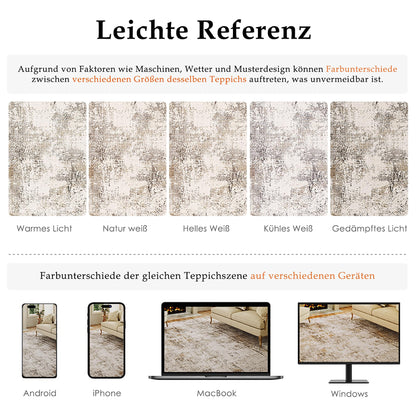 HUGEAR Teppich 200 x 300 cm Waschbar Kurzflor Braun Grau
