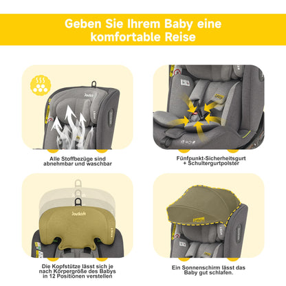 Jovikids 360° Kindersitz i-Size Reboarder ISOFIX - Grau