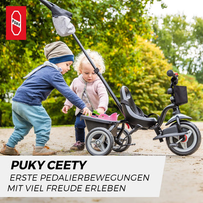 PUKY CEETY Komfort-Dreirad mit Schiebestange – Rosa/Kiwi