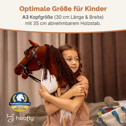 Hoofly Hobby Horse Steckenpferd A3 mit Trense und Schraubstab, Braun
