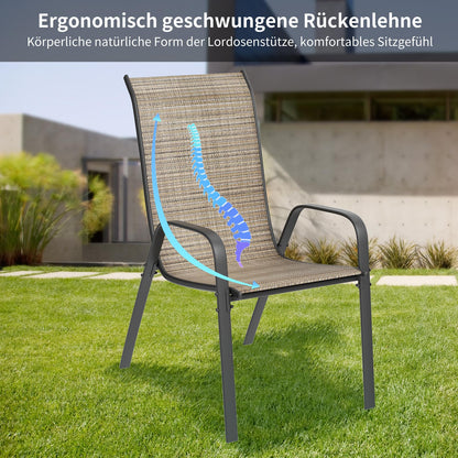 LIFERUN Gartenstuhl Hochlehner, stapelbar, 4er-Set, dunkelgrau, 150 kg