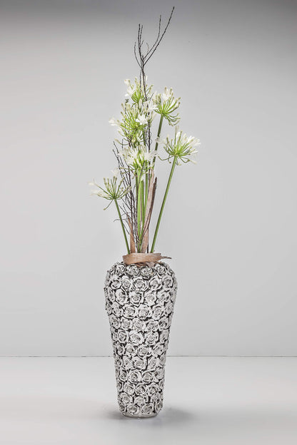 Kare Design Vase Rose Silber Steingut Vintage Dekorationsvase