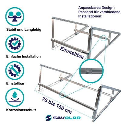 SAVOLAR Solarmodul Neigungshalterung Balkonkraftwerk 46 Zoll - 2er Set