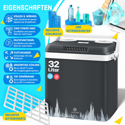 KESSER® Kühlbox Thermo-Elektrisch – 32L Kühlen/Wärmen 12/230V