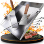 valuents Grillplatte Plancha Edelstahl 25 x 35 cm mit Grillspachtel – rechteckige Kochfläche aus rostfreiem Edelstahl