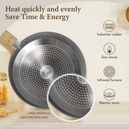 Kitchen Academy Induktion Topfset – 12-teilig Grau Granit