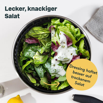 SILBERTHAL Salatschleuder Edelstahl 4,5 l mit Kurbel und Stopptaste