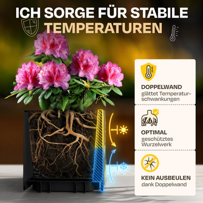 Ondis24 Vulkan Pierre 50 Pflanzkübel Schiefer Optik - Anthrazit