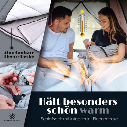 SkinWalker Deckenschlafsack -18°C – Polarfleece & Kissen