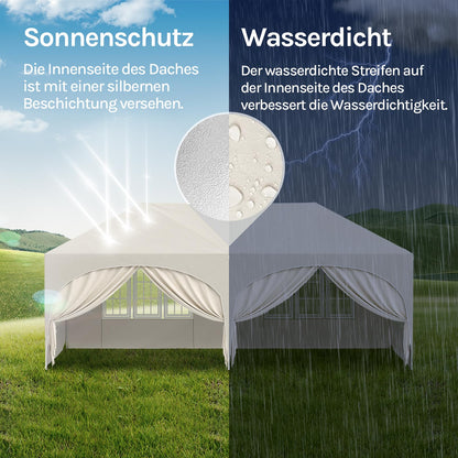 WOLTU Faltpavillon 3x6 m mit 6 Seitenwänden, UV-Schutz 50+, Beige