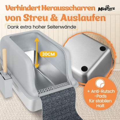 MiaPure® Edelstahl Katzenklo XXL – Katzentoilette für grosse Katzen