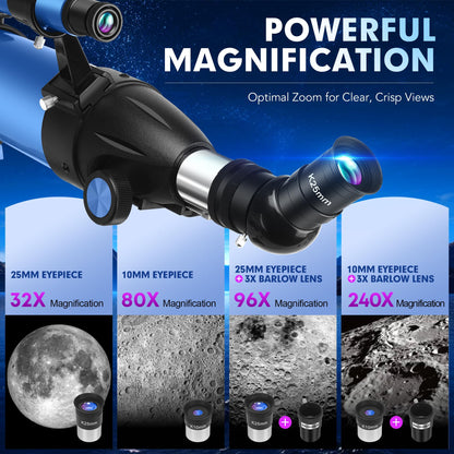 MEEZAA Refraktor Teleskop 90/800mm AZ – Astronomie für Erwachsene