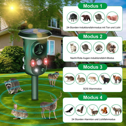 GartenPro Ultraschall Tiervertreiber Katzenschreck Marderschreck – Solar Blitz
