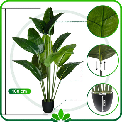 PASCH® Bananenbaum grosse Kunstpflanze – 160 cm, naturgetreu