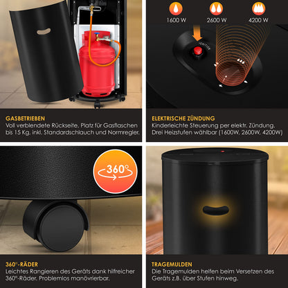 KESSER Gasheizstrahler 4200W Keramik Infrarot - Schwarz