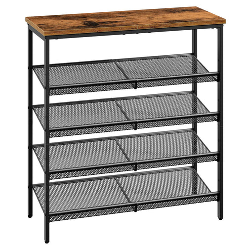 HOOBRO Schuhregal 5-stöckig EBF12XJ01 - Vintagebraun-Schwarz