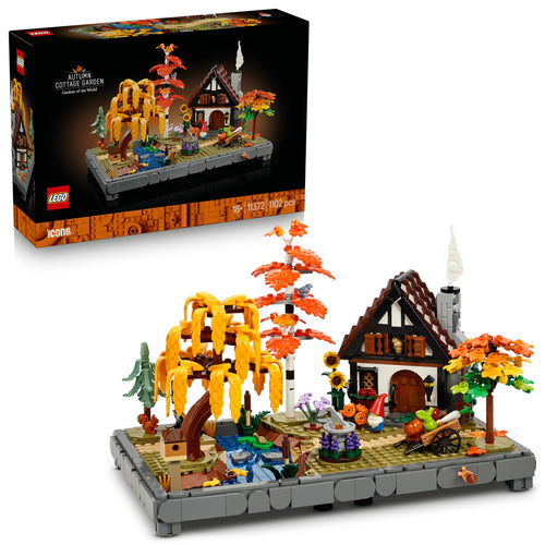 LEGO Icons Herbstlicher Landhausgarten 11372 – Bauset mit Landhaus, herbstlichen Bäumen, Tieren und Minifiguren