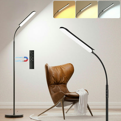 Yikuneng LED Stehlampe dimmbar, 1800 Lumen, mit Fernbedienung, schwarz – flexibler Schwanenhals, stabile Basis