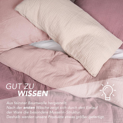 Pure Label Musselin Bettwäsche-Set 135x200 cm Baumwolle rosa