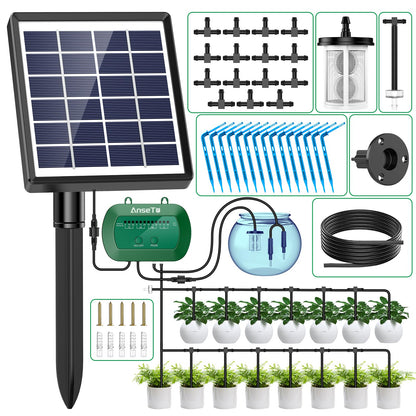 AnseTo Solar Bewässerungssystem BSV-IC007 mit 15 m Tropfschlauch, Solarpanel separat