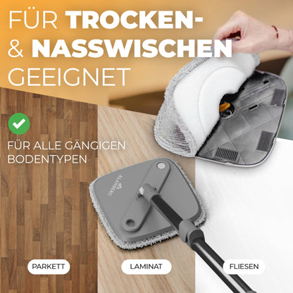 ALANBERG® Wischmopp Set mit Eimer 2-Kammer System – Grau