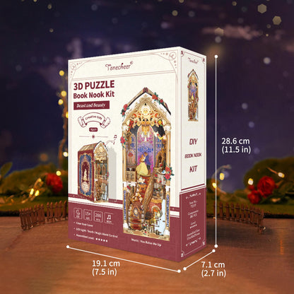 Tonecheer Book Nook Die Schöne und das Biest, 3D-Holzpuzzle Buchstütze