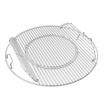 Onlyfire Edelstahl Grillrost Ø 54,5 cm für Weber 57 cm Kugelgrill mit Griffen und herausnehmbarem Mittelteil