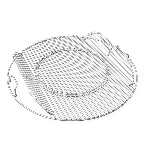 Onlyfire Edelstahl Grillrost Ø 54,5 cm für Weber 57 cm Kugelgrill mit Griffen und herausnehmbarem Mittelteil