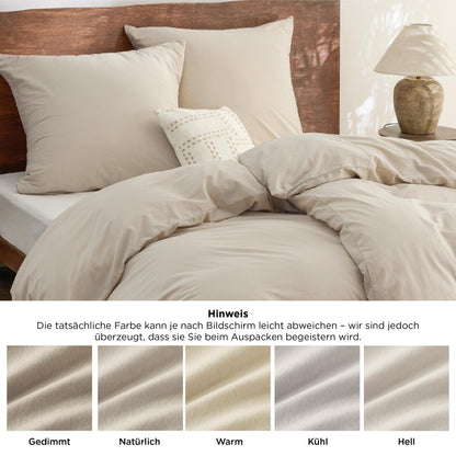BEDSURE Bettwäsche-Set 135x200 cm Baumwolle 4teilig Beige