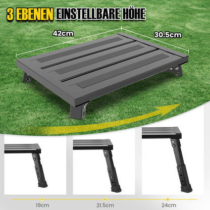XARILK Aluminium Trittstufe, 3-stufig höhenverstellbar, klappbar